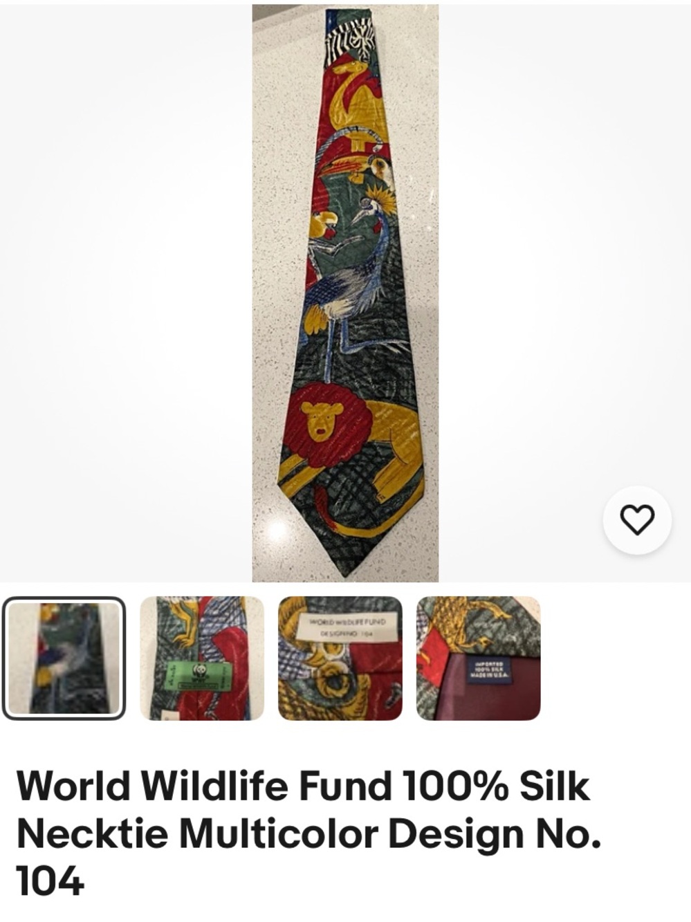 Multicolor Silk Necktie - Animal Motif